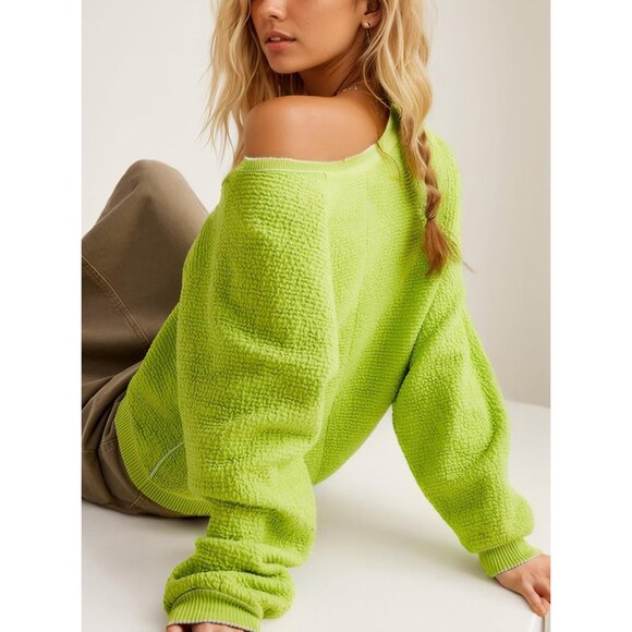 Women Reversible Crewneck Sweater Polyester Nylon Viscose Casual Pullover - Picture 5 of 6